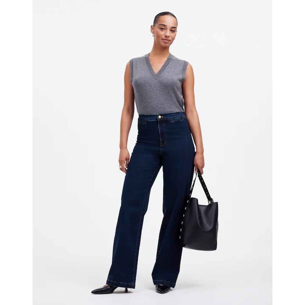 Madewell The Tall Curvy Emmett Wide Leg Jean In Leffers Welt Pocket Edition 27